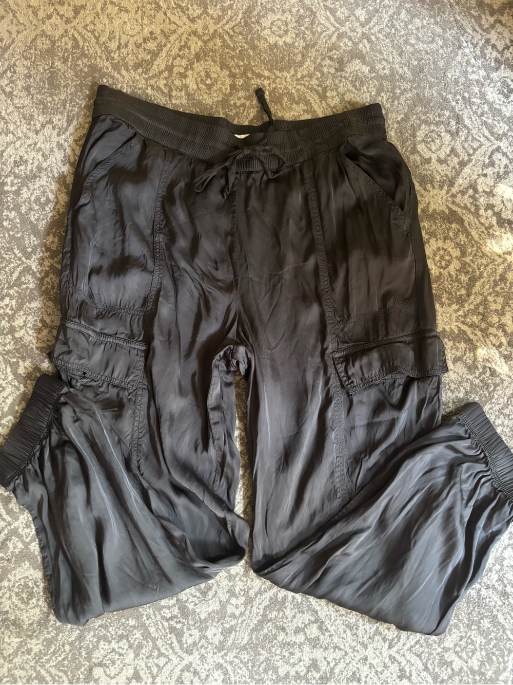 aerie Black Elastic Waist Cargo Pants